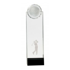 CRY167  Clear/Black Crystal Stand-up with 3D Golfer